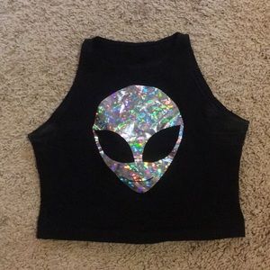 Black rave crop top